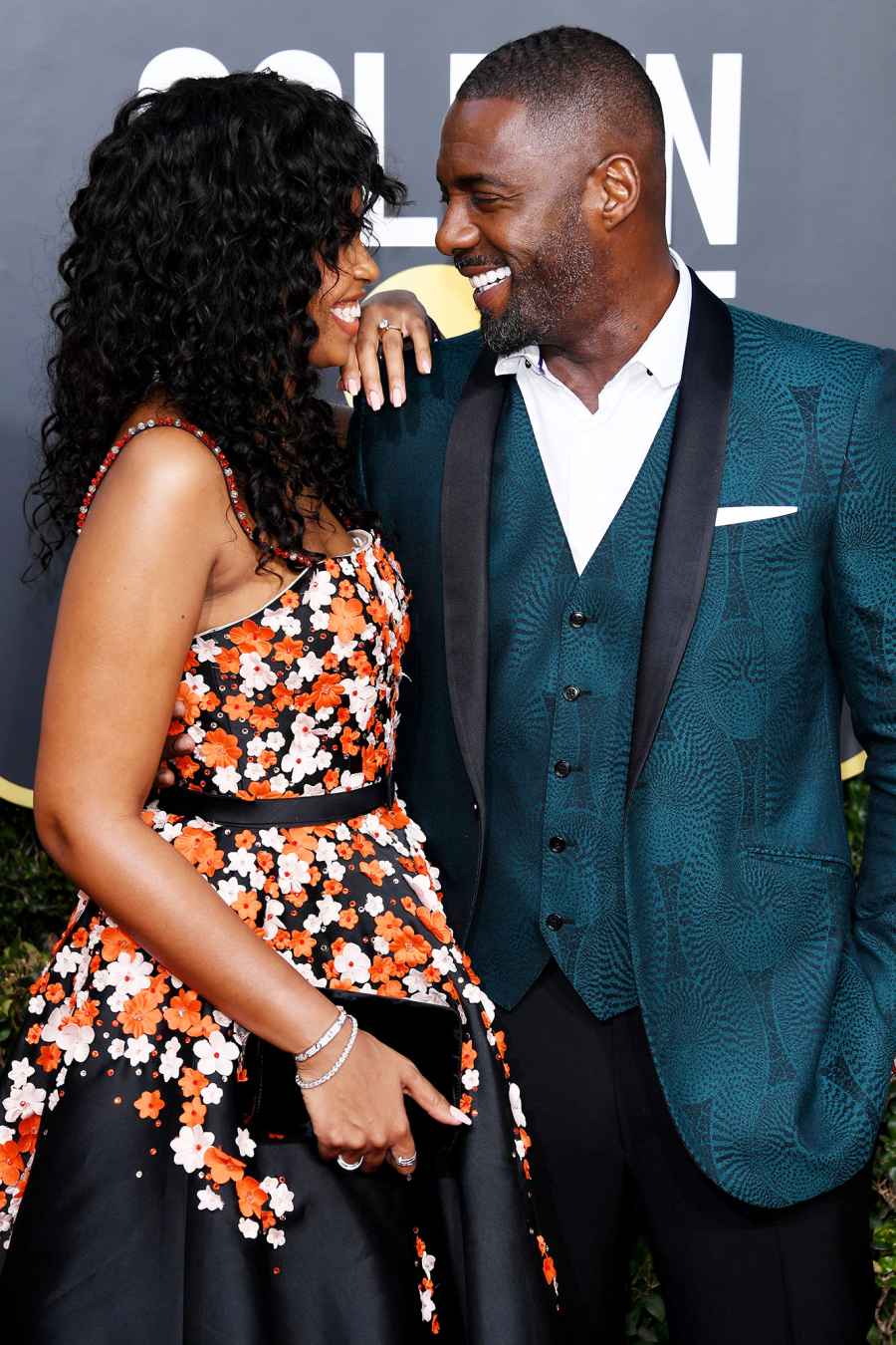Sabrina Dhowr and Idris Elba attend the 76th Annual Golden Globe Awards 2019