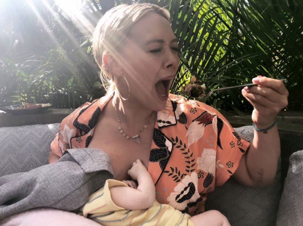 Hilary Duff Breast-Feeds While Eating and Gets Criticized for Food Choice