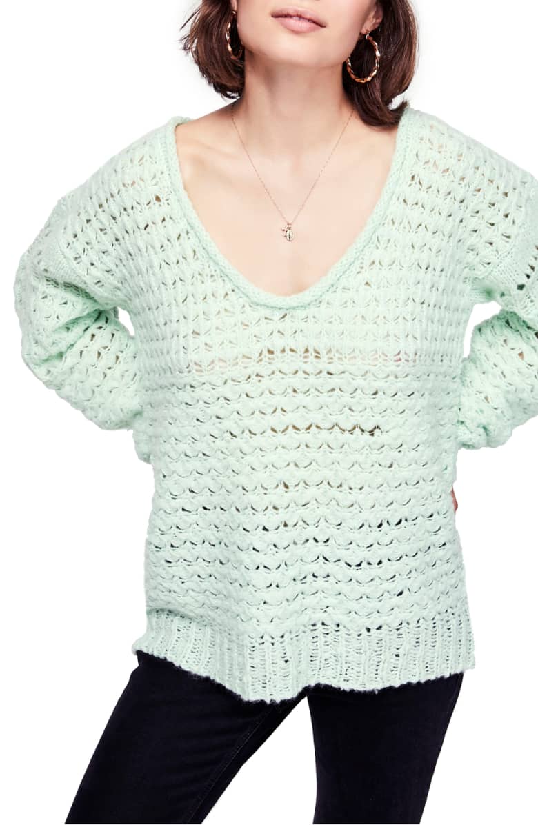 mint green free people sweater