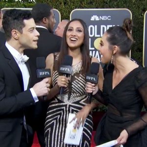 Rami Malek Awkwardly Reunites With Former Costar Francia Raisa During Golden Globes 2019 Interview