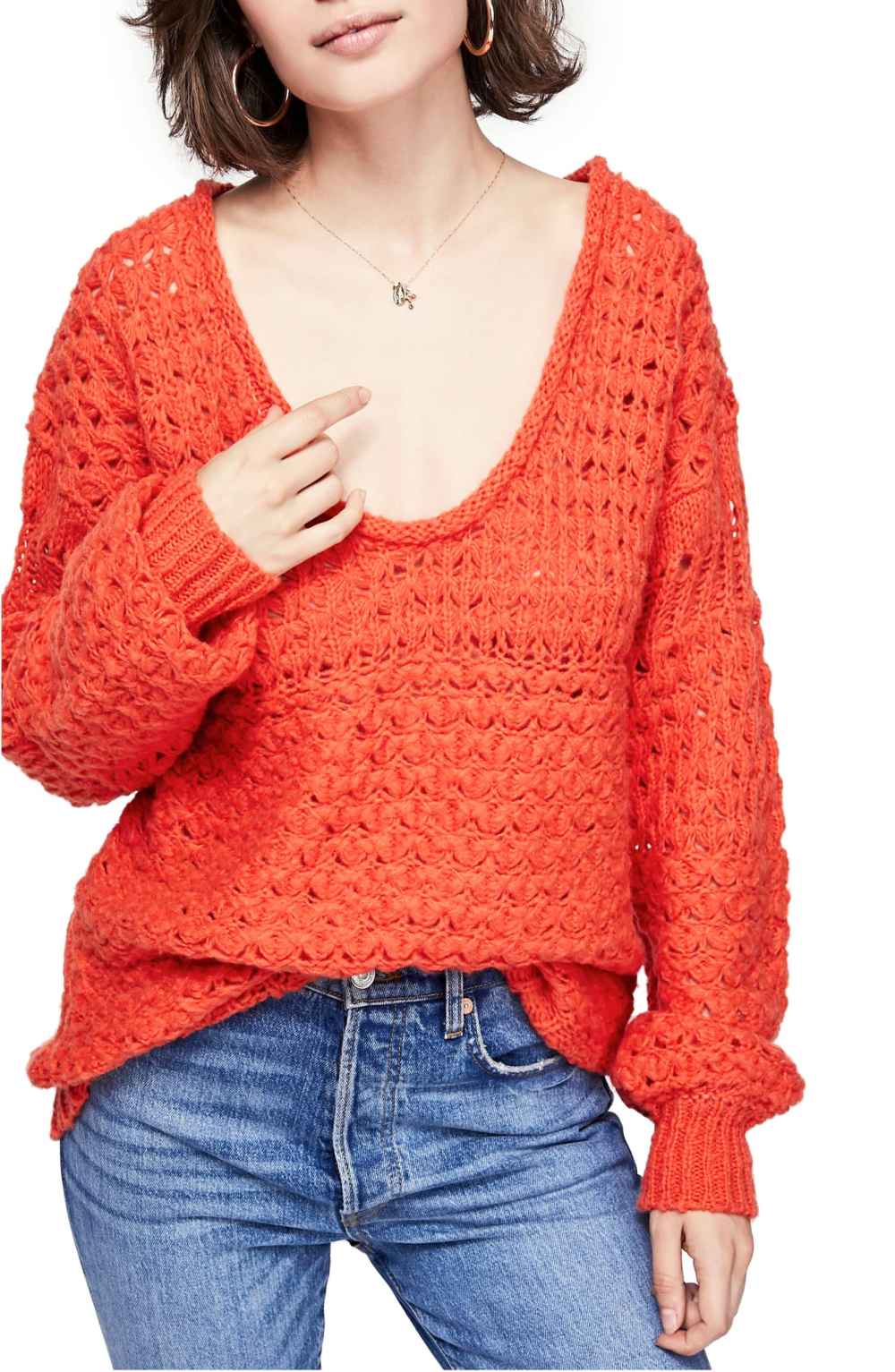 red free people sweater