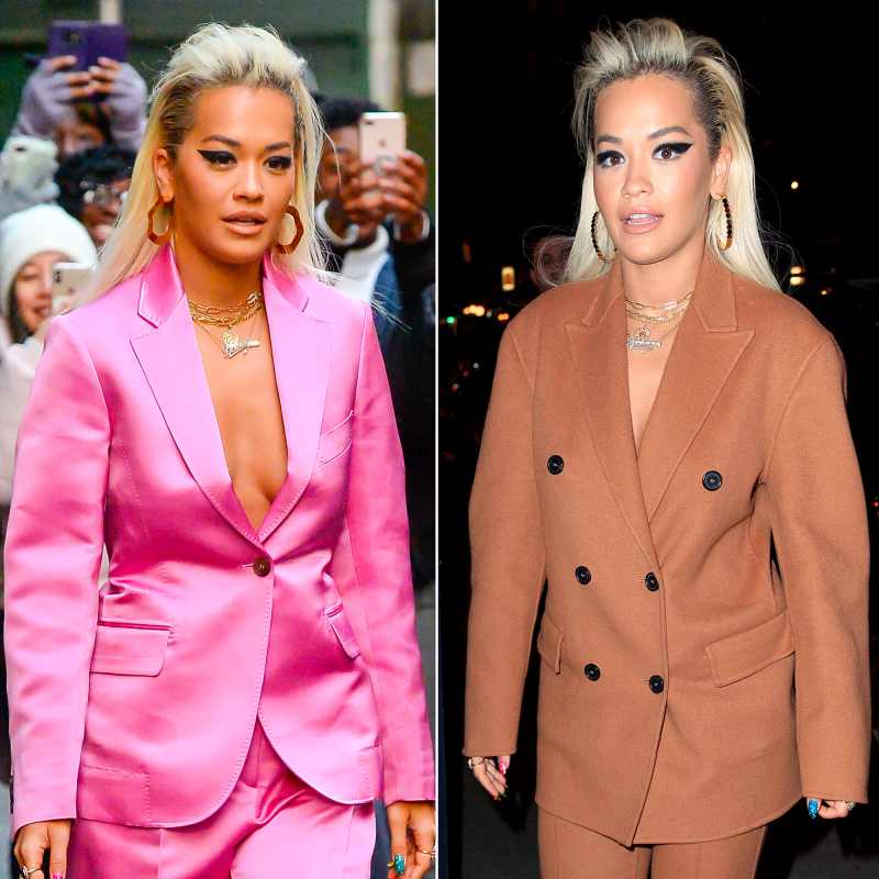 Rita Ora Joins the Celebrity Suit Club With Two Shirtless Looks