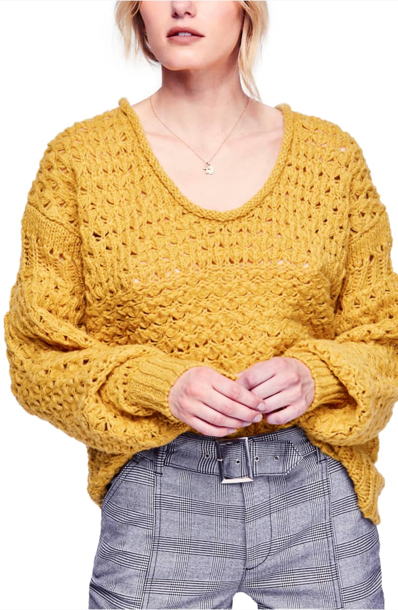 yellow free people waves sweater