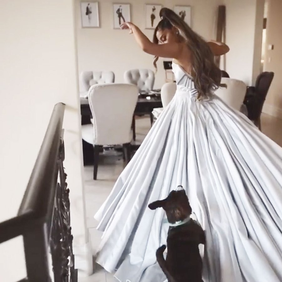Ariana Grande Poses Zac Posen Dress Instagram Grammys 2019