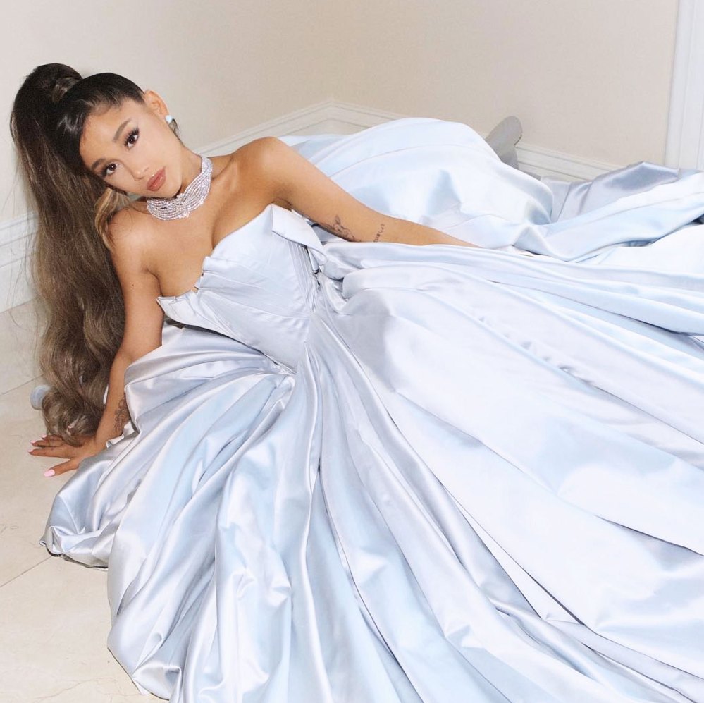 Ariana Grande Poses Zac Posen Dress Instagram Grammys 2019