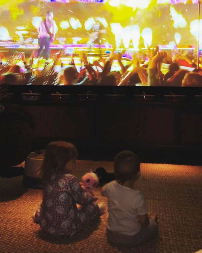 Behati Prinsloo Shares Sweet Pic of Kids Watching Dad Adam Levine Performing at the Super Bowl: 'We Love You'