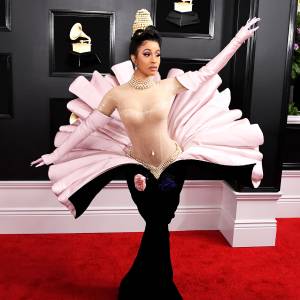 Cardi B's Grammy Look Was Filled With Throwback Fashion and Crystal Nails