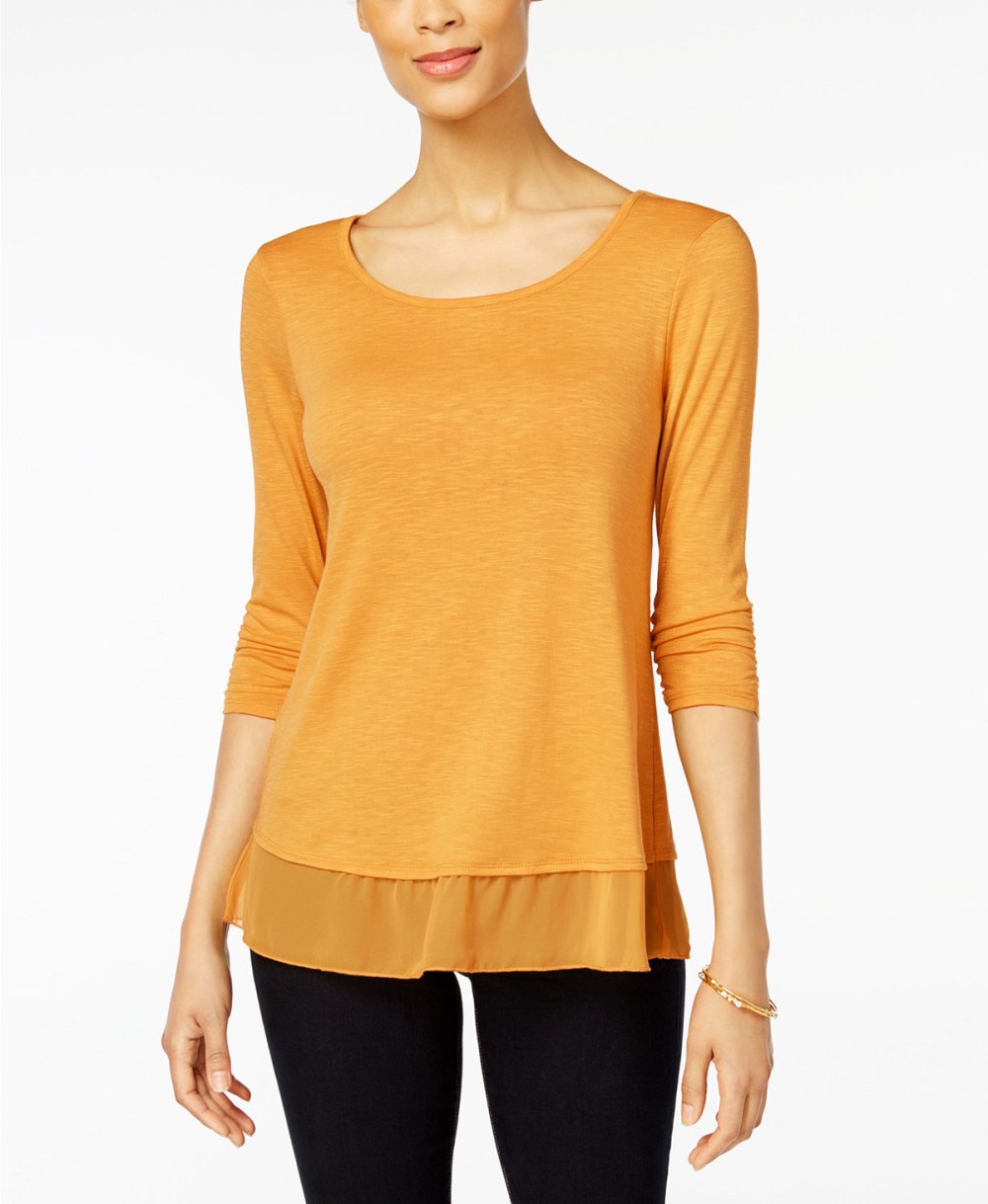Chiffon Hem Top Yellow
