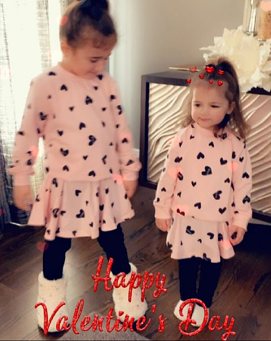Alena and Valentina Jonas Cute Celebrity Kids Celebrating Valentine's Day