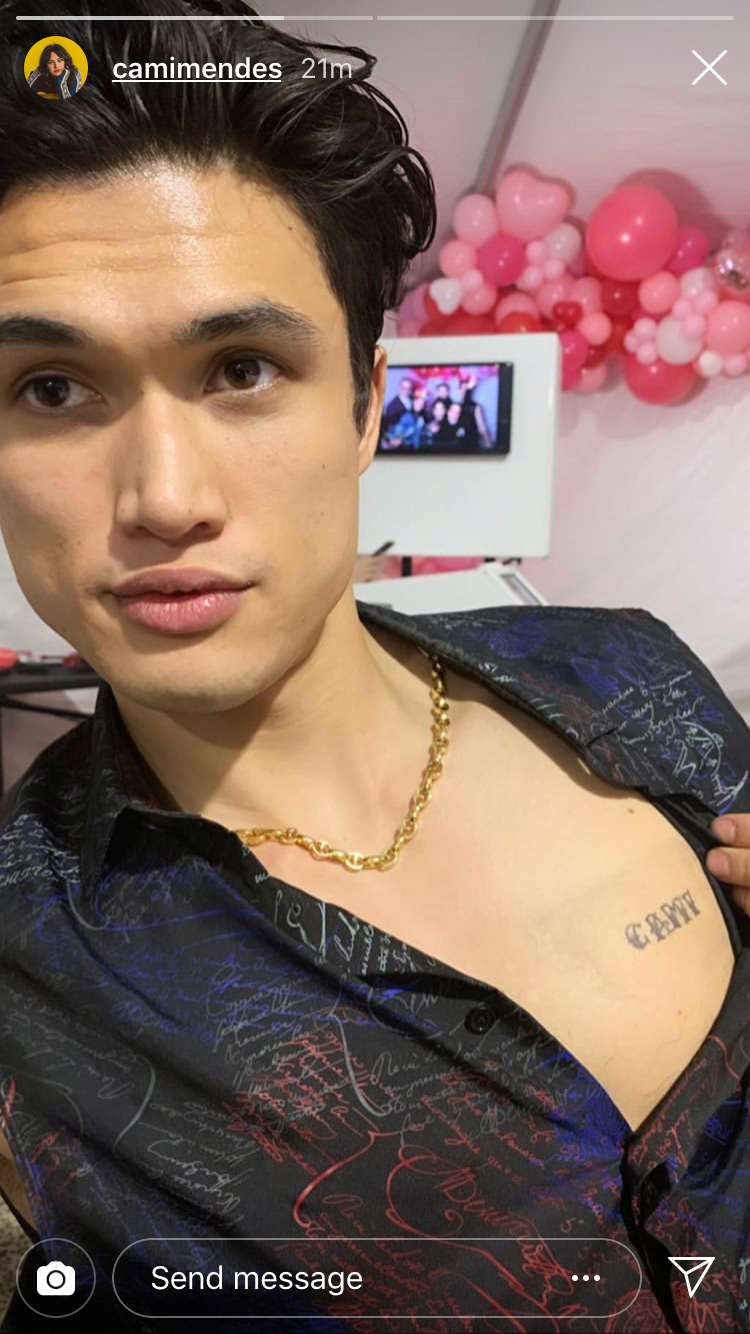 Did Charles Melton Just Get a Tattoo of Camila Mendes' Name on His Chest?