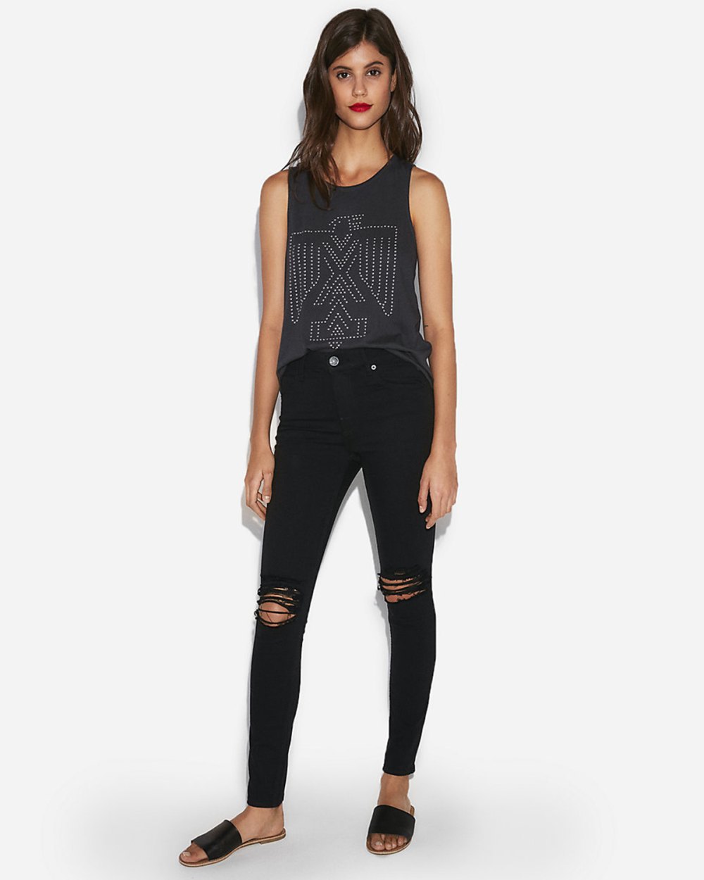 Express High Waist Ripped Denim