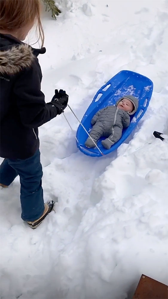 Joanna Gaines Takes 8-Month-Old Son Crew Sledding: ‘My Very Own Snow Angel’