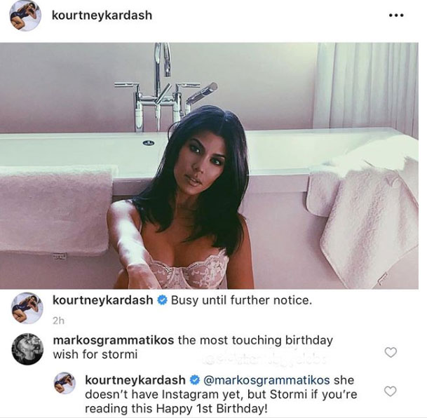 Kourtney Kardashian Blasts Fan Who Calls Her Out for Posting Scantily Clad Pic on Stormi’s Birthday