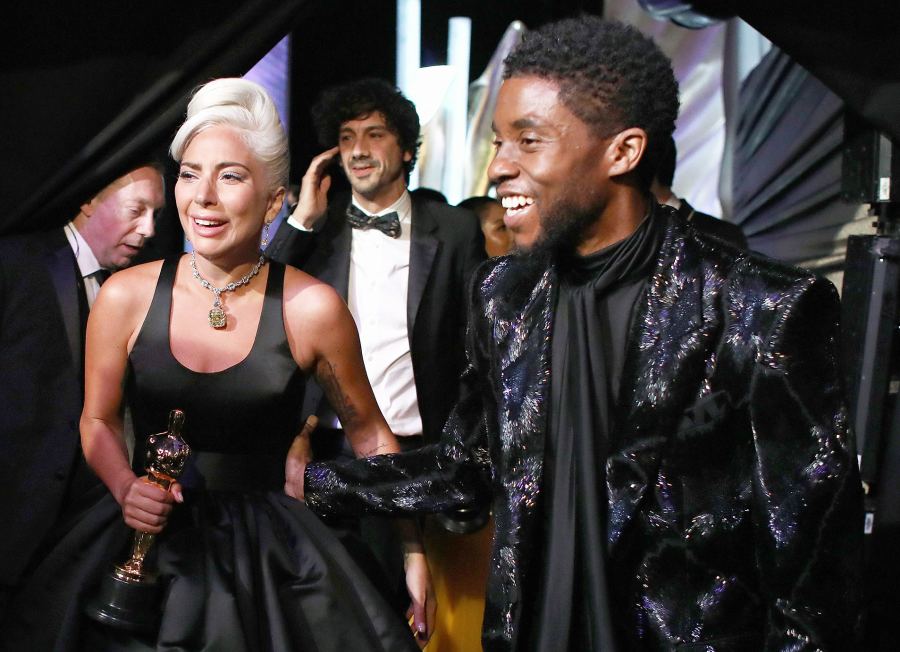 Oscars 2019 Backstage Lady Gaga Chadwick Boseman