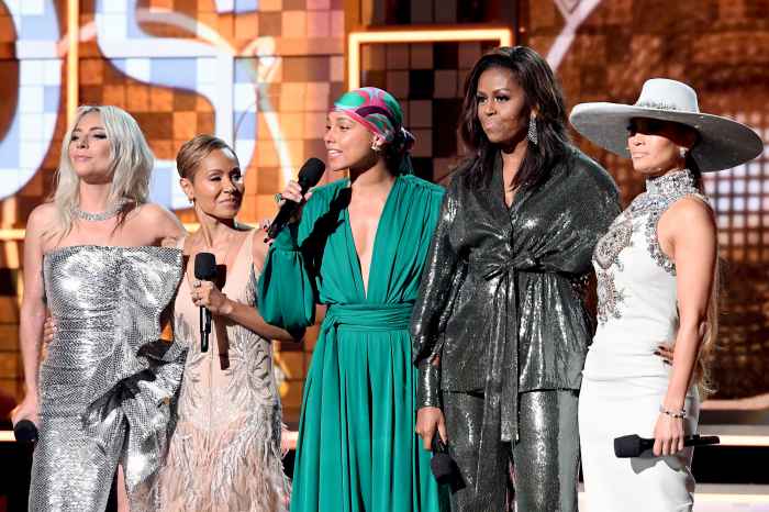 Lady-Gaga,-Jada-Pinkett-Smith,-Alicia-Keys,-Michelle-Obama,-and-Jennifer-Lopez-grammys-2019