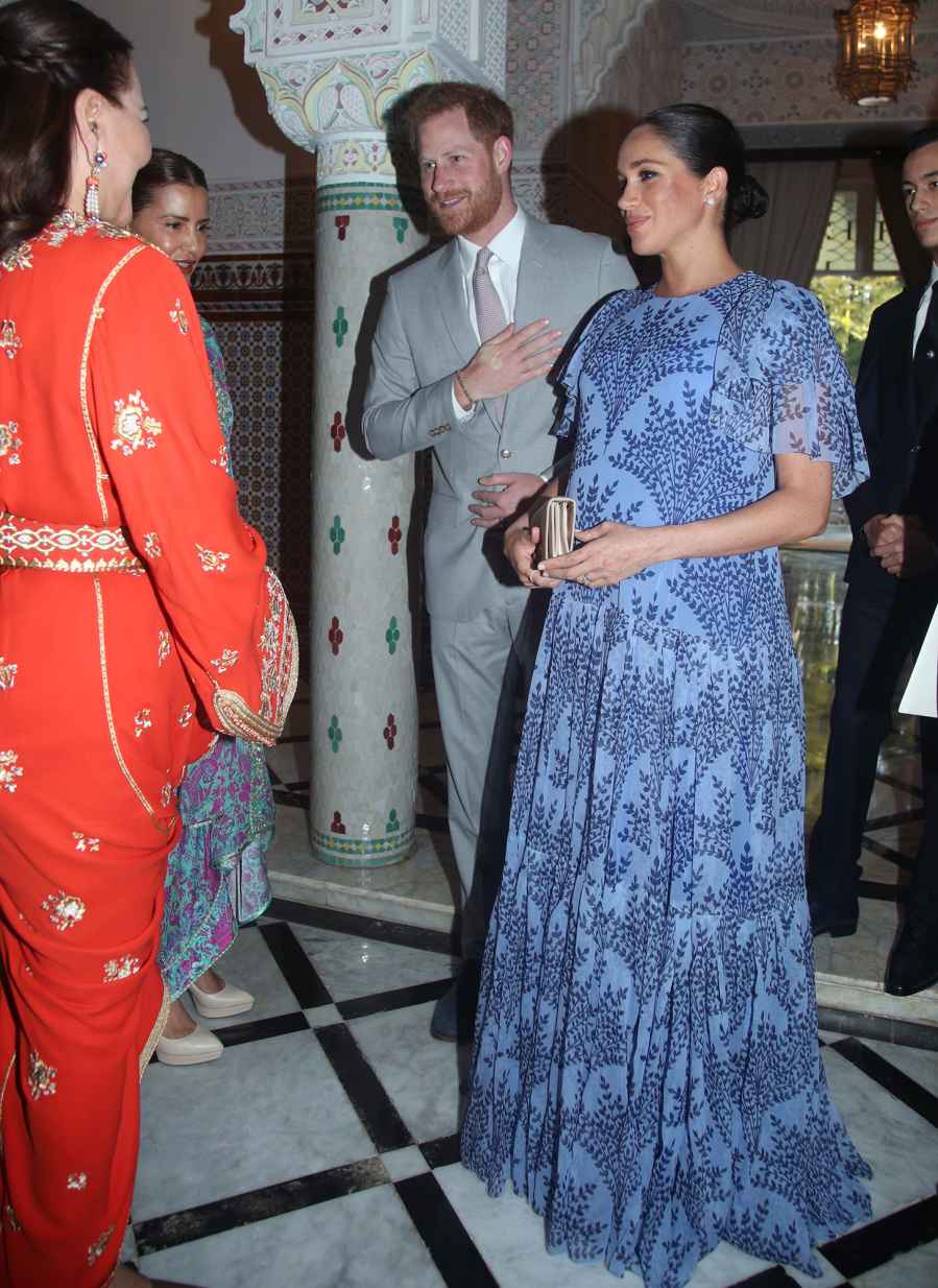 Pregnant Duchess Meghan Stuns in Blue With Prince Harry on Their Last Day in Morocco: Photos