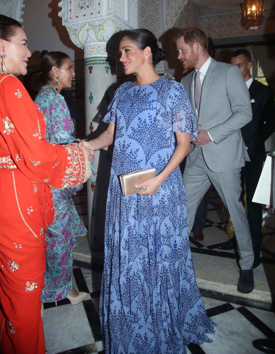 Pregnant Duchess Meghan Stuns in Blue With Prince Harry on Their Last Day in Morocco: Photos
