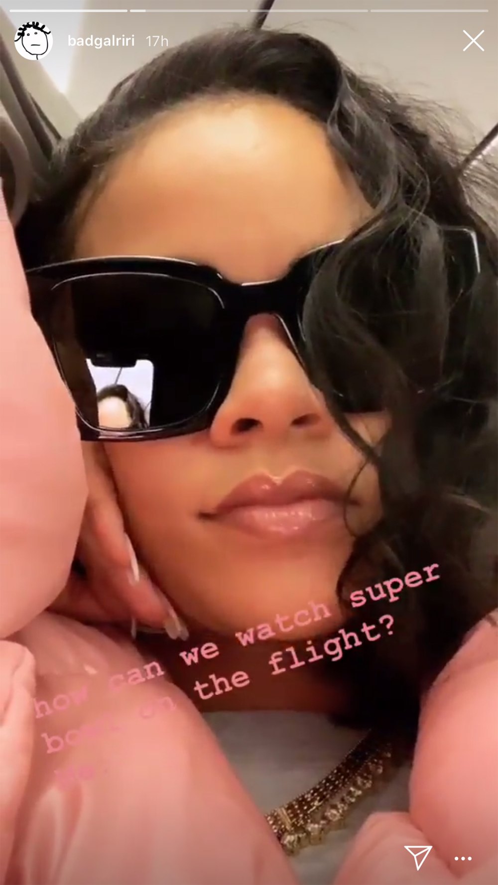 Rihanna Unamused at People Trying to Watch the Super Bowl on Her Flight