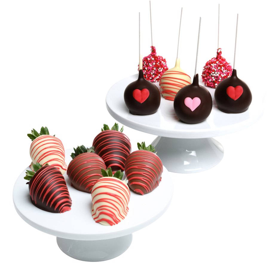 Dylan's Candy Bar Valentine's Day Belgian Chocolate Covered Cake Pops and Strawberry Indulgence
