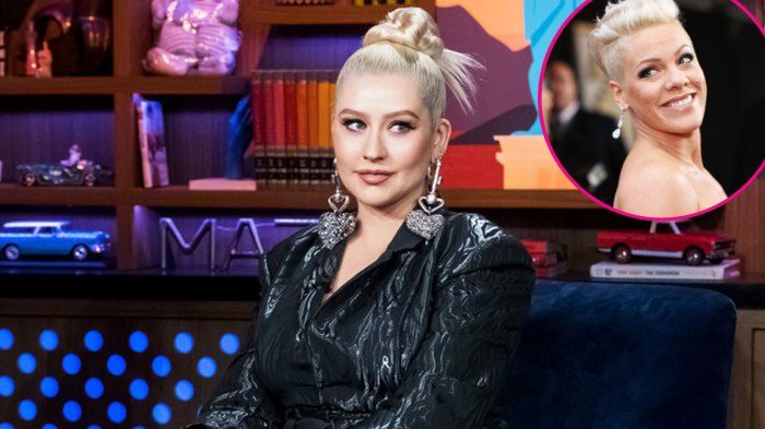 Christina Aguilera Once Tried to Kiss Pink, But Denies Taking a Swing at Her
