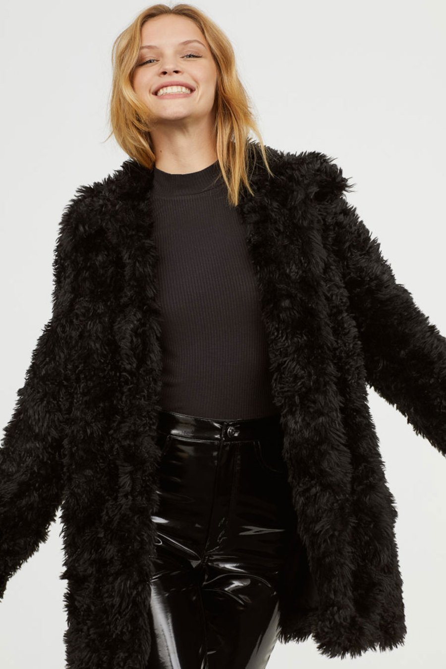 7 Black Midi Faux Fur Coats to Get Bella Hadid's Style