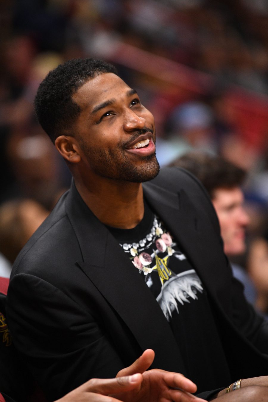 Tristan Thompson All Smiles at Cavaliers Game in Miami: Pics