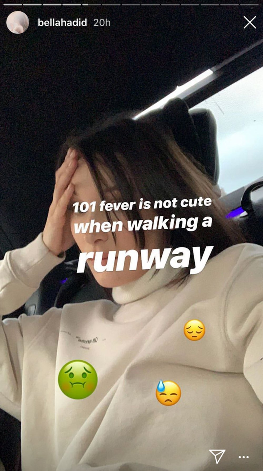 Bella Hadid Raveled She Was Battling a 101 Fever at Paris Fashion Week