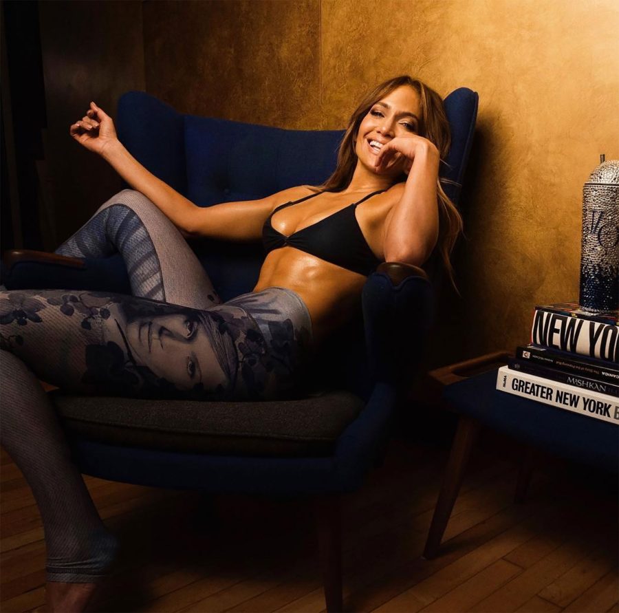 J.Lo Shows Off Leggings With Her Own Face on Them While Flashing Her Abs