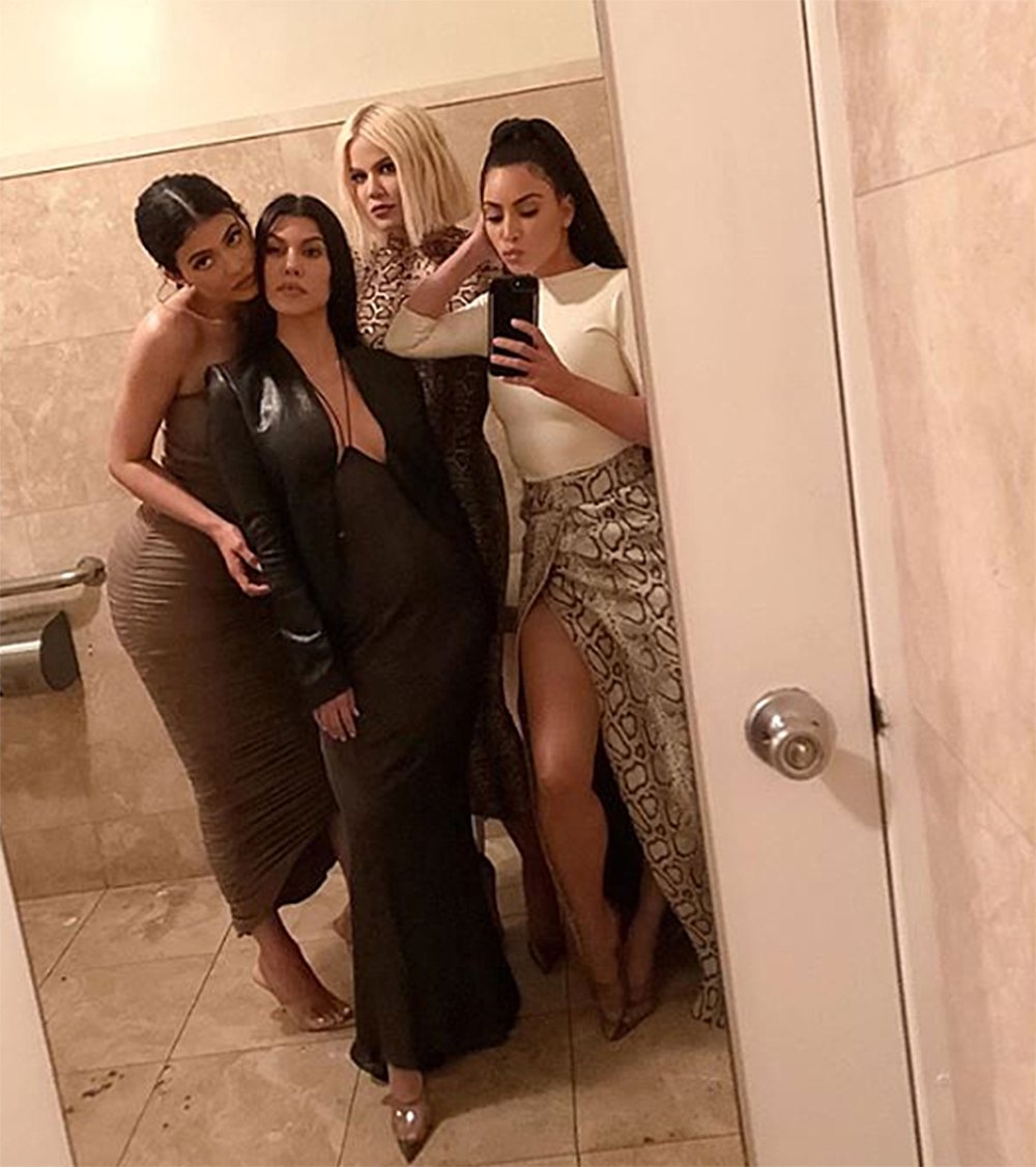 (From left to right) Kylie Jenner, Kourtney Kardashian, Khloe Kardashian and Kim Kardashian The Kardashian-Jenner Sisters Had the Sexiest Girls Night Out Because Of Course