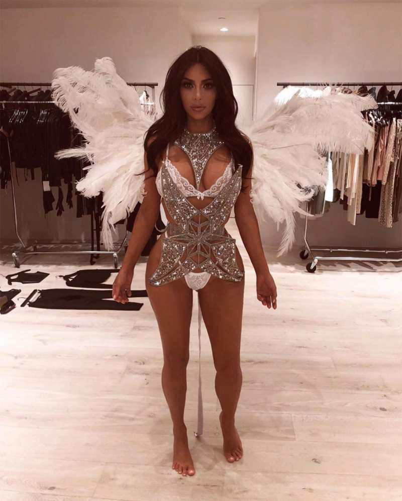 Kim Kardashian fittings victoria's secret angel outfit