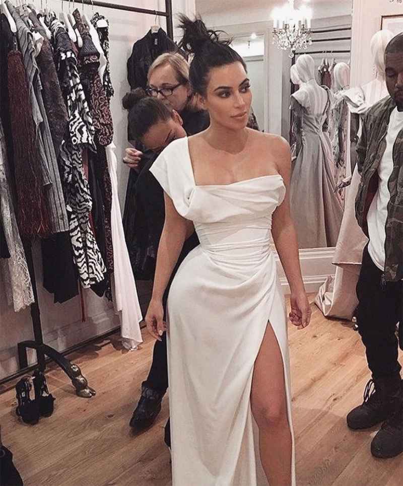 Kim Kardashian fittings white dress kanye west