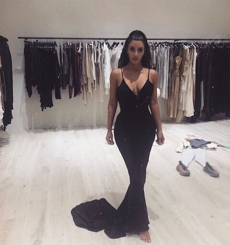 Kim Kardashian fittings black gown