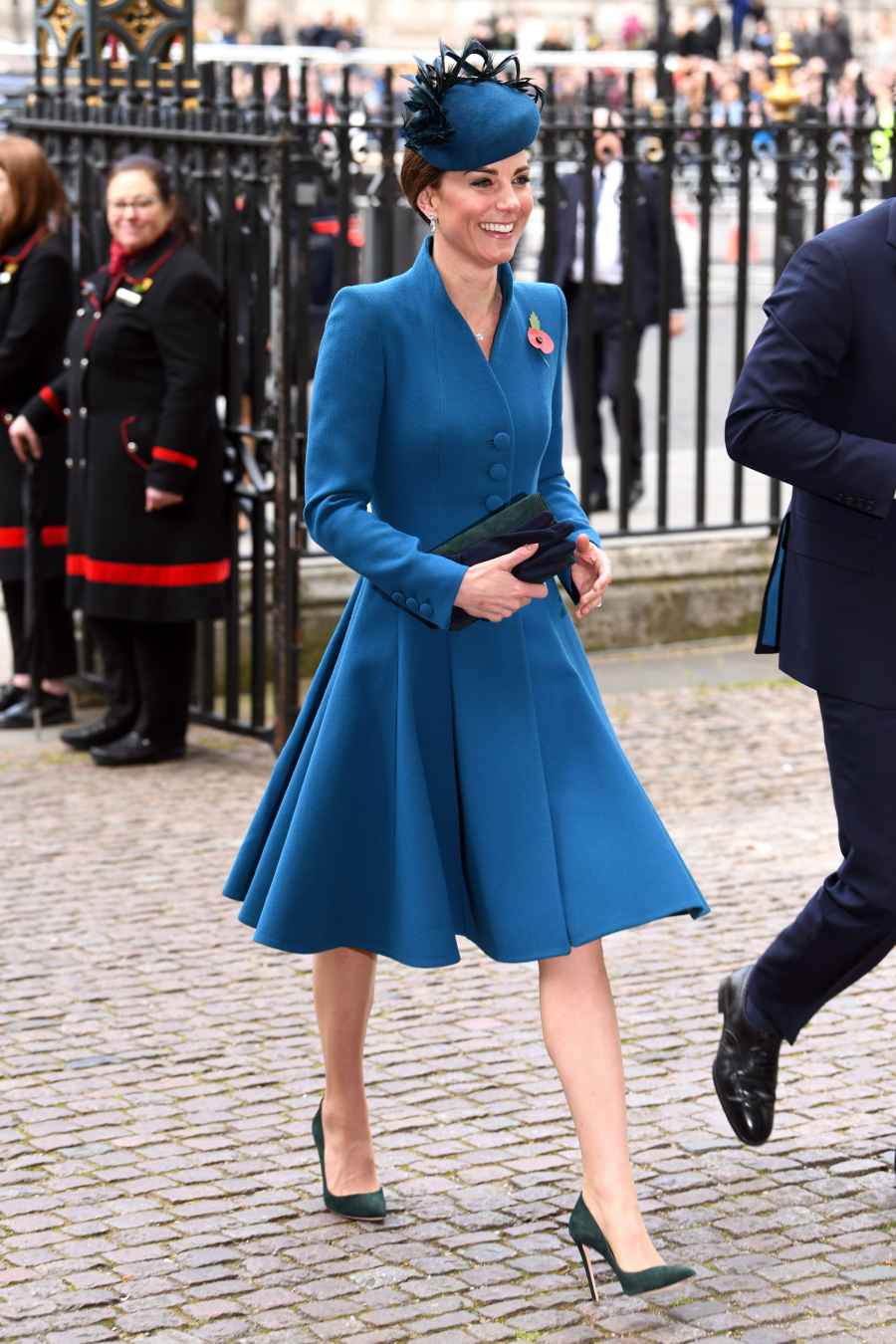 Prince Harry and Duchess Kate Make Joint Appearance at Westminster Abbey Smiling Blue Dress