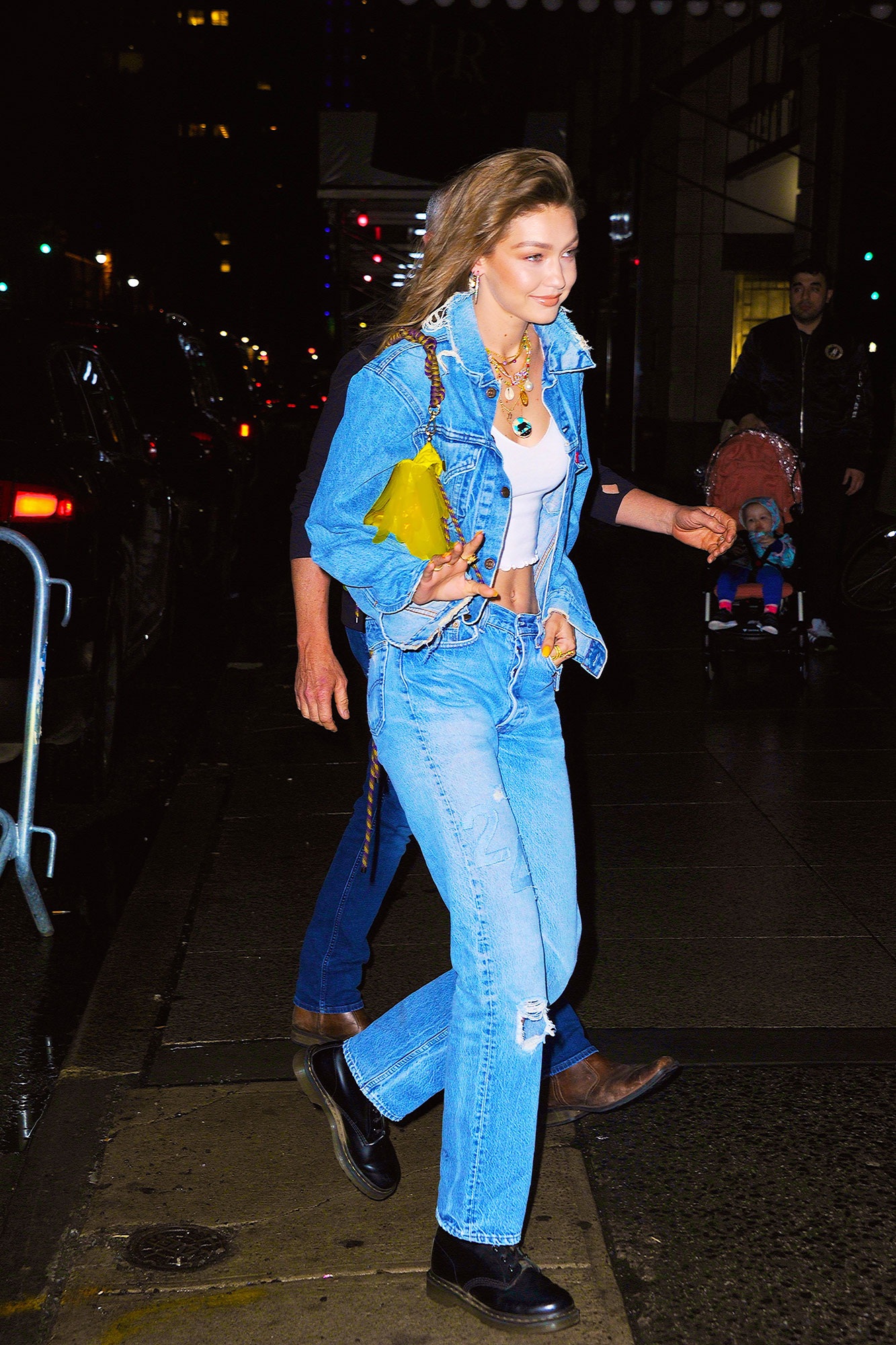 Gigi Hadid rocked a WhiteBlond Hair Color and a Yellow Jaya Jumpsuit from  Isabel Marant in NYC  The Nines