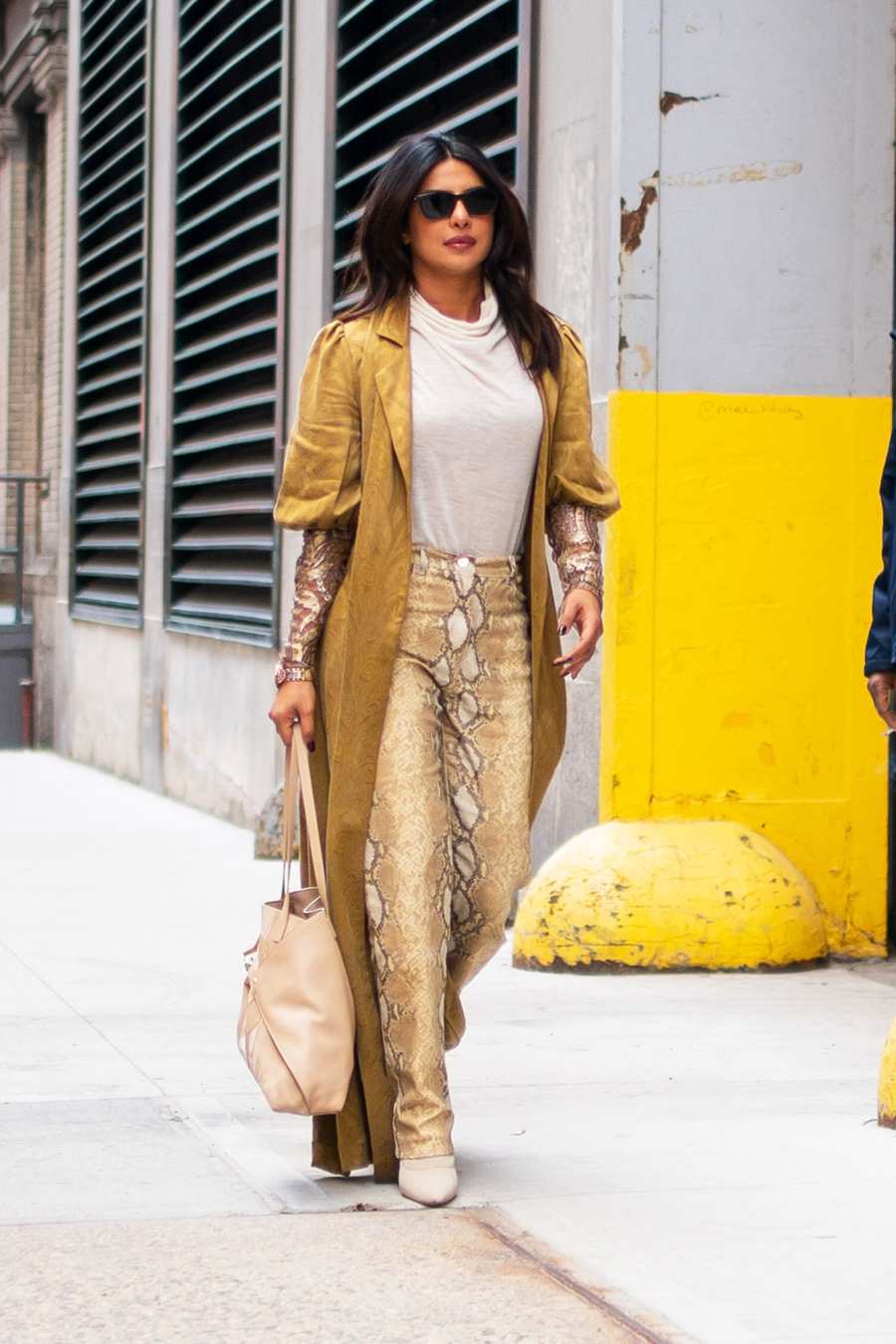 Priyanka Chopra snakeskin pants soho new york city