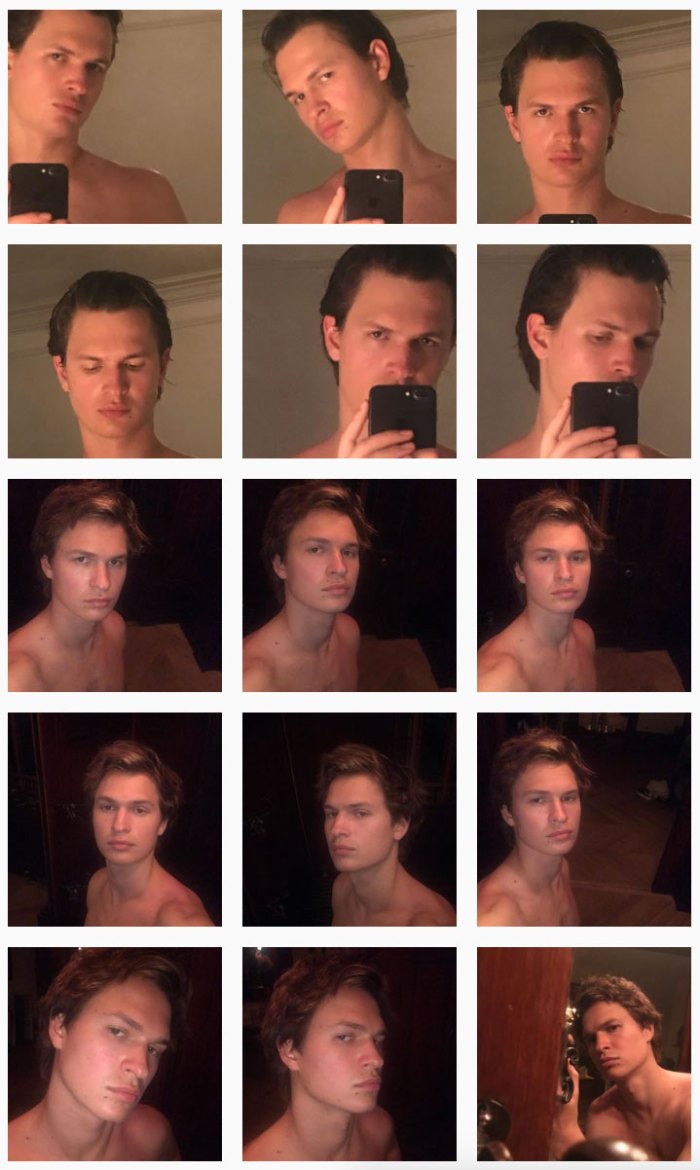 Ansel Elgort Uploads 17 Shirtless Selfies in 10 Minutes Like It’s NBD