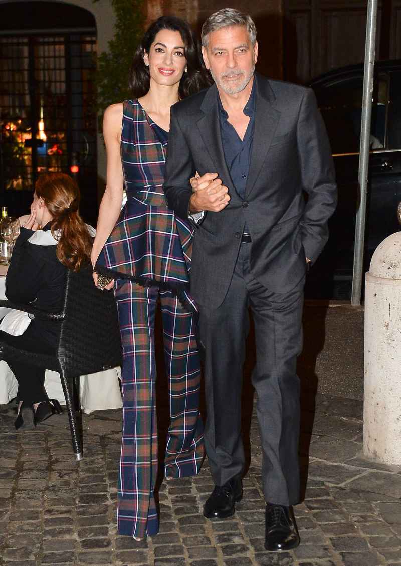 George Clooney and wife Amal Clooney Date Plaid