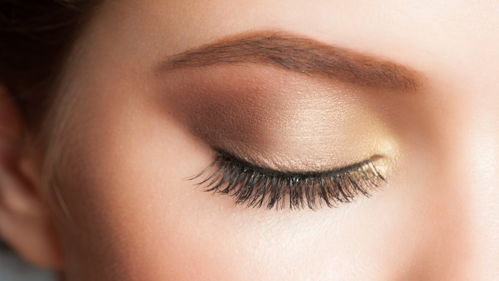 Closeup of woman eye with beautiful makeup