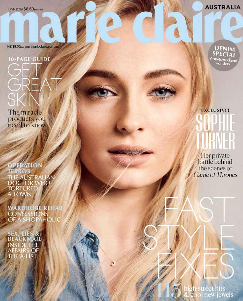 Sophie Turner Lose Weight for Game of Thrones Marie Claire Cover