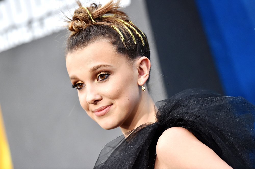 Millie Bobby Brown Gold Godzilla Premiere Updo