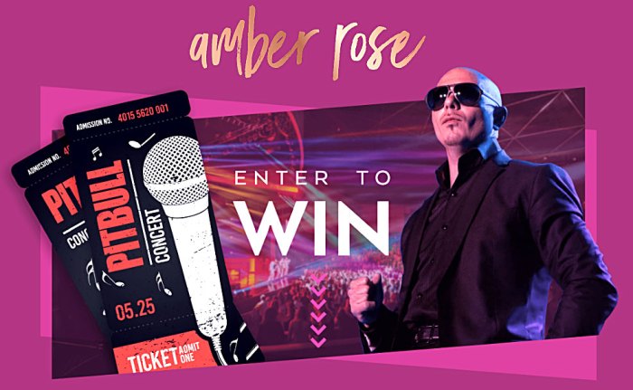 Amber Rose Chance to Win Trip to Las Vegas Pitbull Live