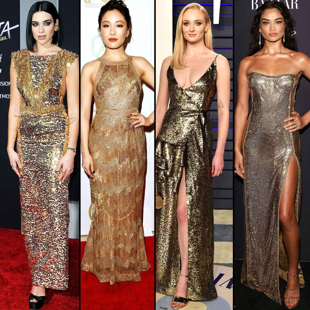 stylish gold Dua Lipa, Constance Wu, Sophie Turner, and Shanina Shaik