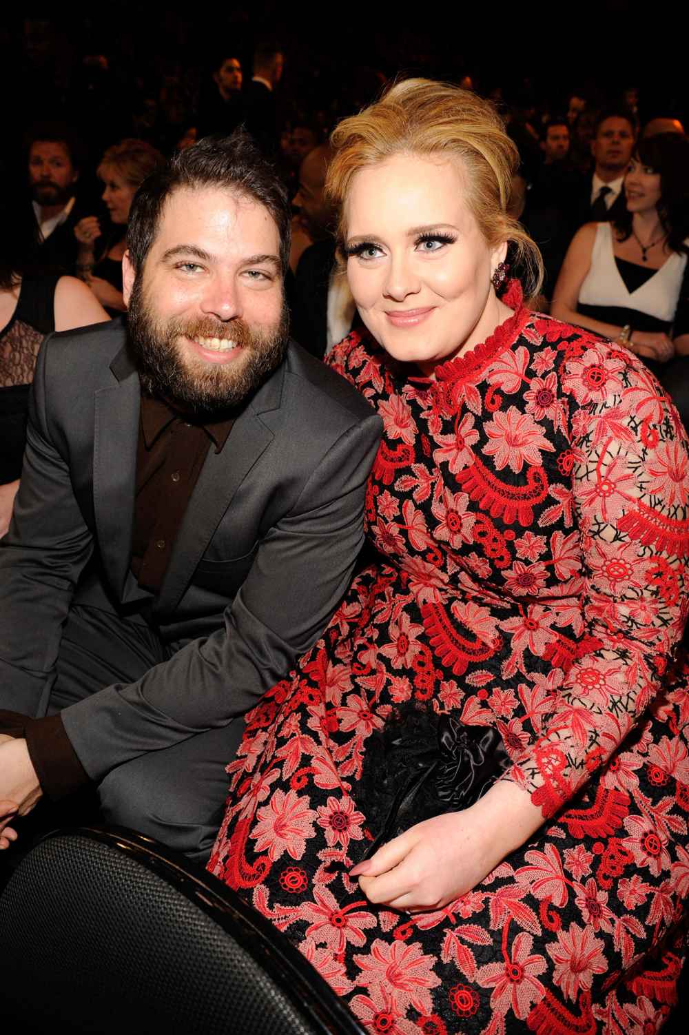 Adele in a Red Flower Dress and Simon Konecki