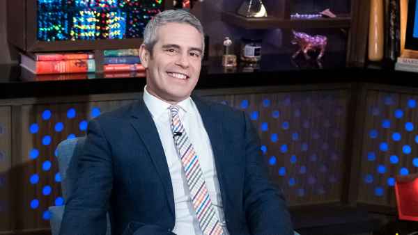 Andy Cohen Sitting in a Chair For His Show Watch What Happens Live With Andy Cohen