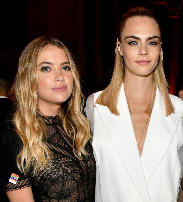 Ashley Benson Wearing A Black Lace Top and Cara Delevingne Wearing A White Blazer