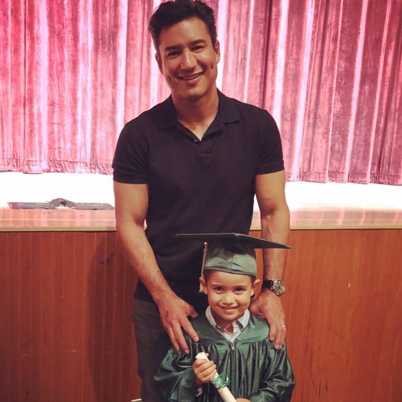 Celebrity Kids Graduating Dominic Lopez Mario Lopez Graduation Cap and Gown Navy Polo