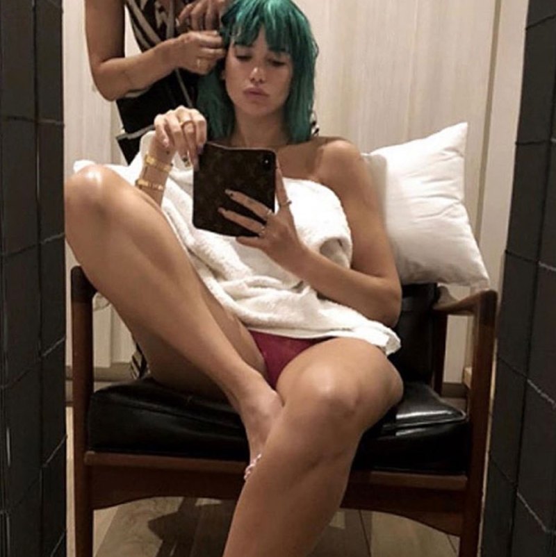 Dua Lipa Green Wig Instagram June 26, 2019