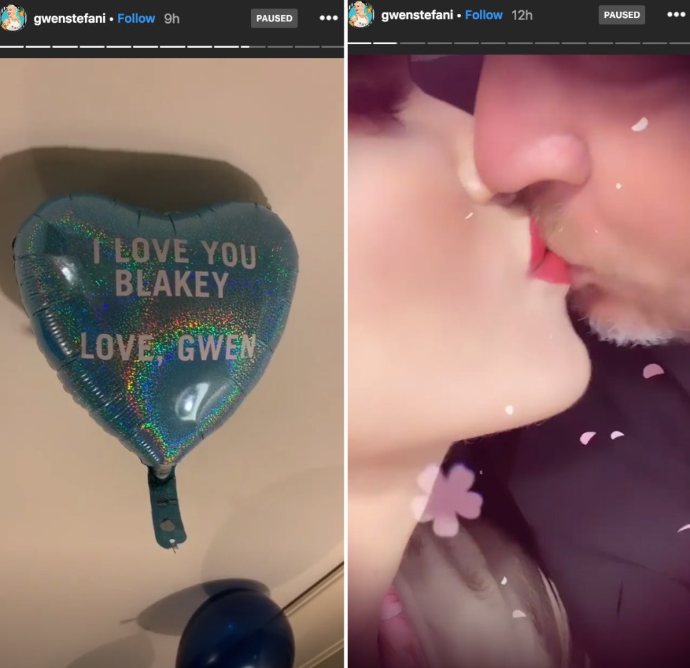 Gwen-Stefani-Blake-Shelton-Birthday-Balloon-and-kiss