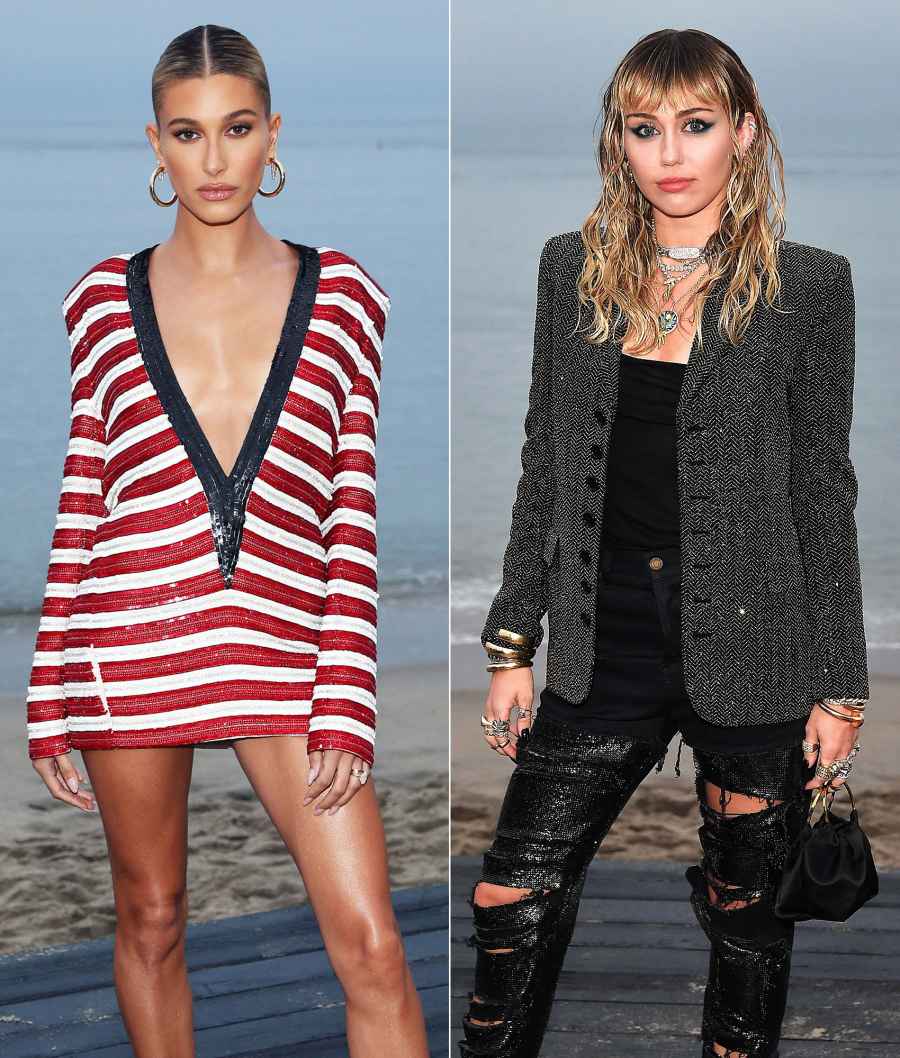 Hailey Bieber Miley Cyrus Saint Laurent Mens Show