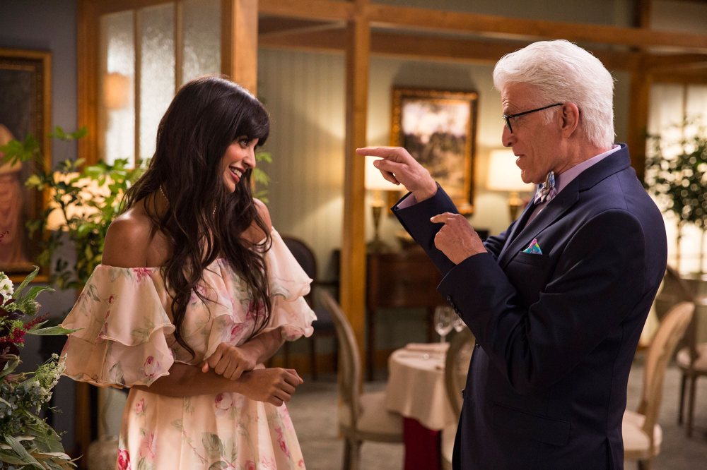 Jameela Jamil and Ted Danson The Good Place